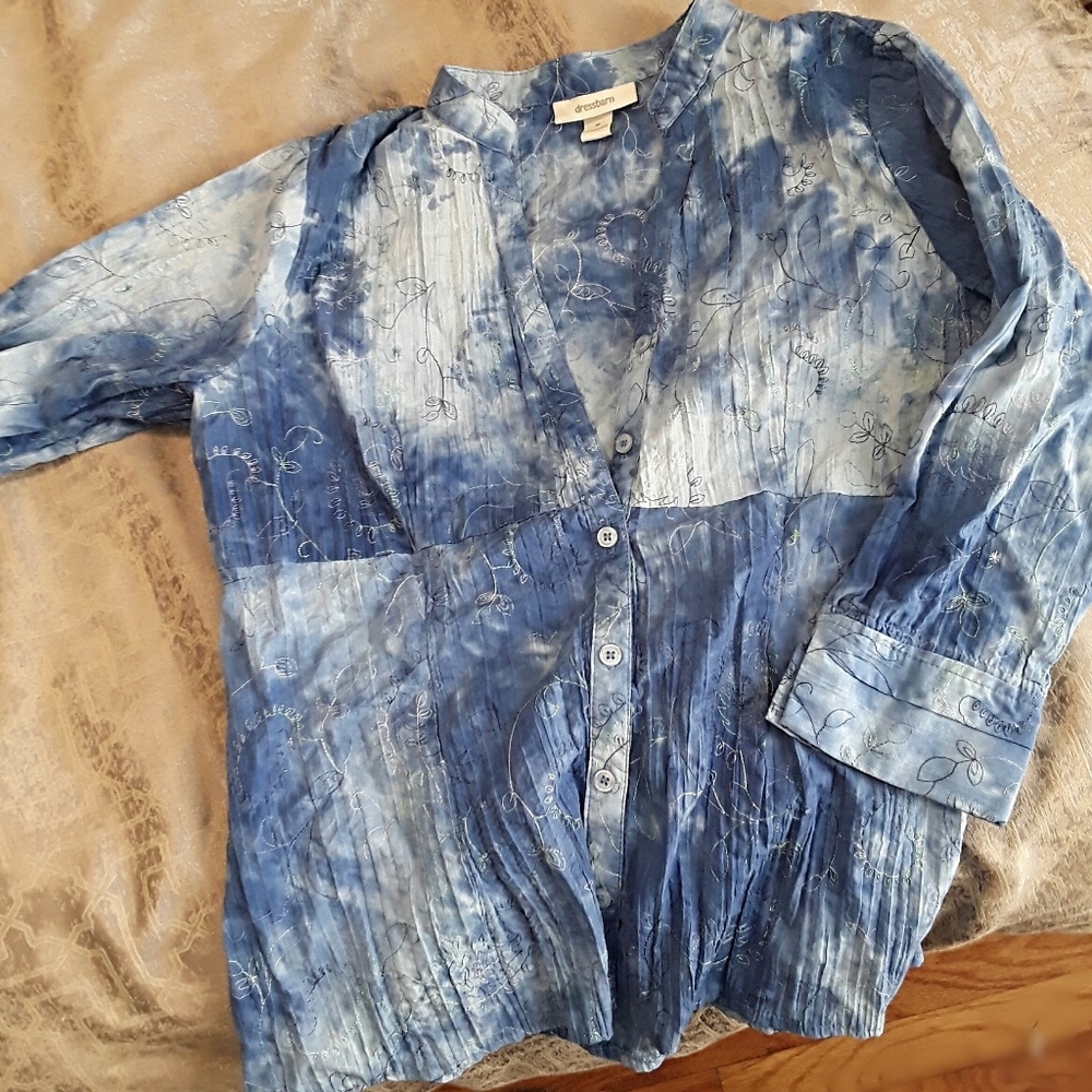 Gorgeous batik/embroidered dressbarn 3/4 sleeve